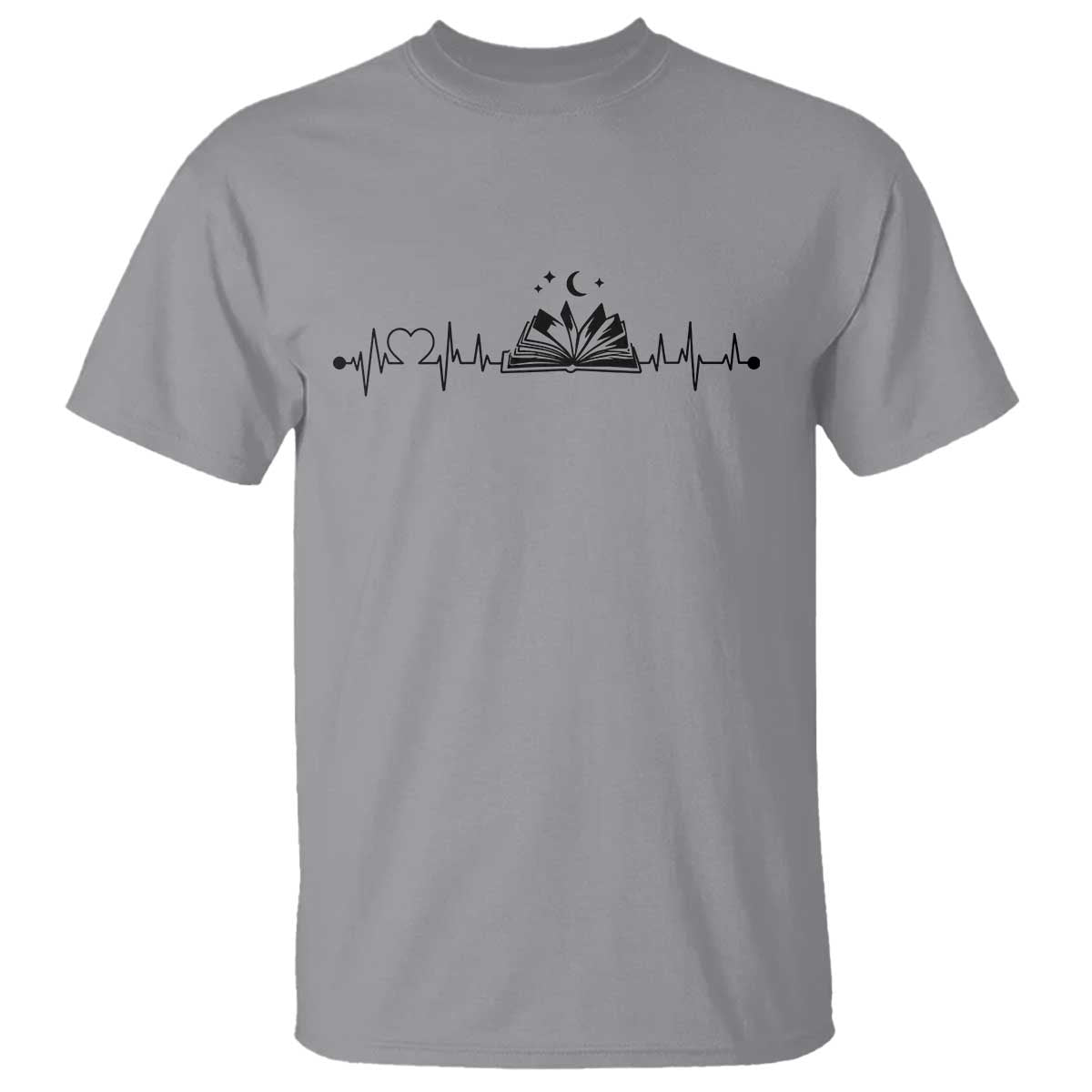 Bookaholic Heartbeat Graphic T Shirt Vintage Reader Lifeline Gift TS12 Sport Gray Print Your Wear