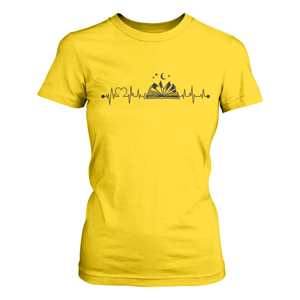 Bookaholic Heartbeat Graphic T Shirt For Women Vintage Reader Lifeline Gift TS12 Daisy Print Your Wear