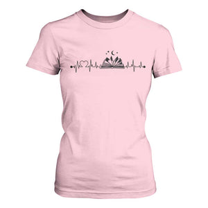 Bookaholic Heartbeat Graphic T Shirt For Women Vintage Reader Lifeline Gift TS12 Light Pink Print Your Wear