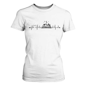 Bookaholic Heartbeat Graphic T Shirt For Women Vintage Reader Lifeline Gift TS12 White Print Your Wear