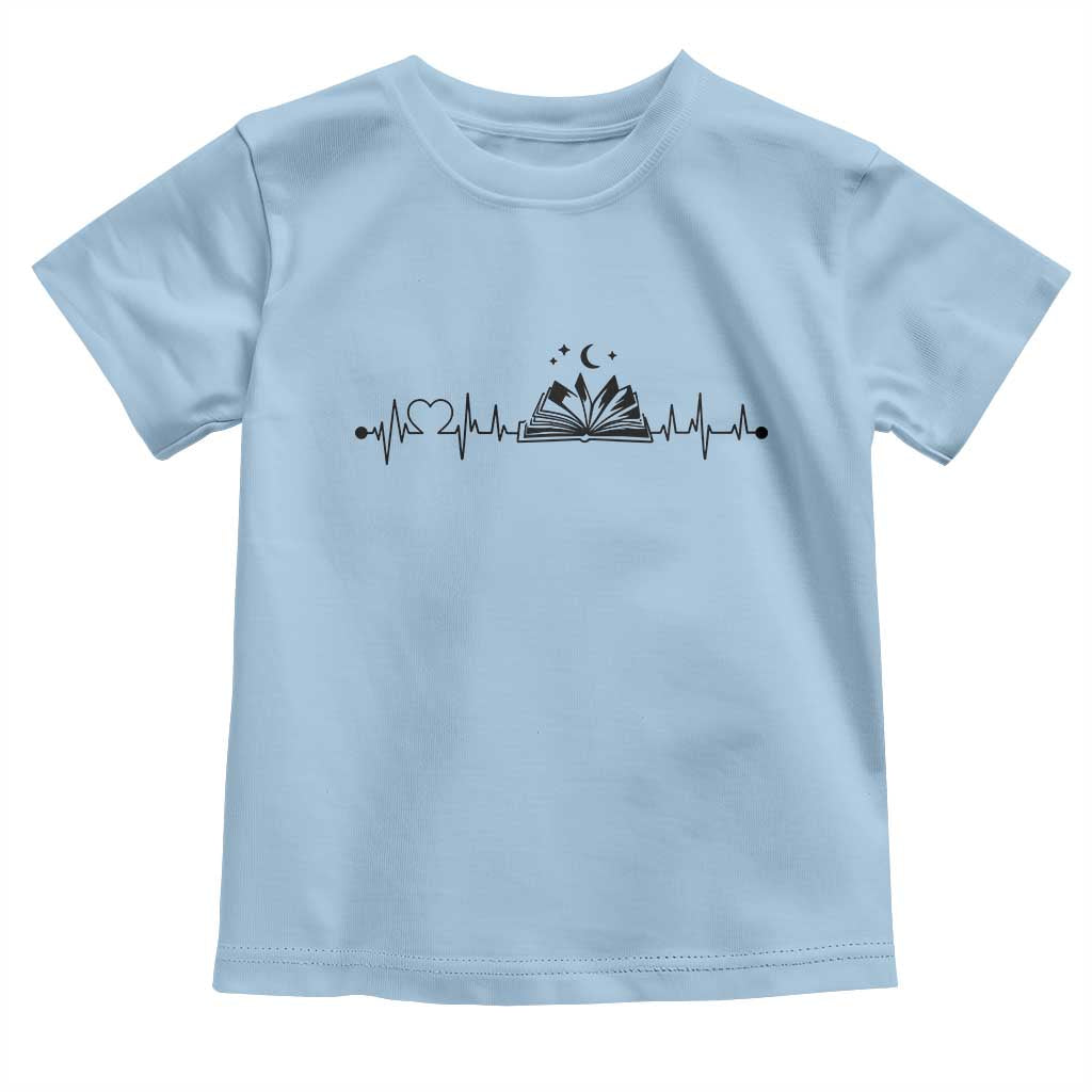 Bookaholic Heartbeat Graphic Toddler T Shirt Vintage Reader Lifeline Gift TS12 Light Blue Print Your Wear