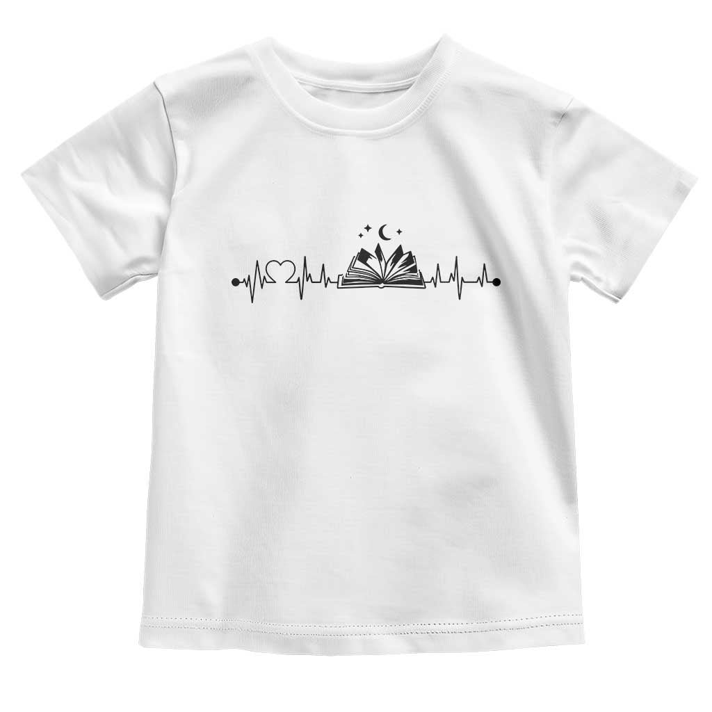 Bookaholic Heartbeat Graphic Toddler T Shirt Vintage Reader Lifeline Gift TS12 White Print Your Wear