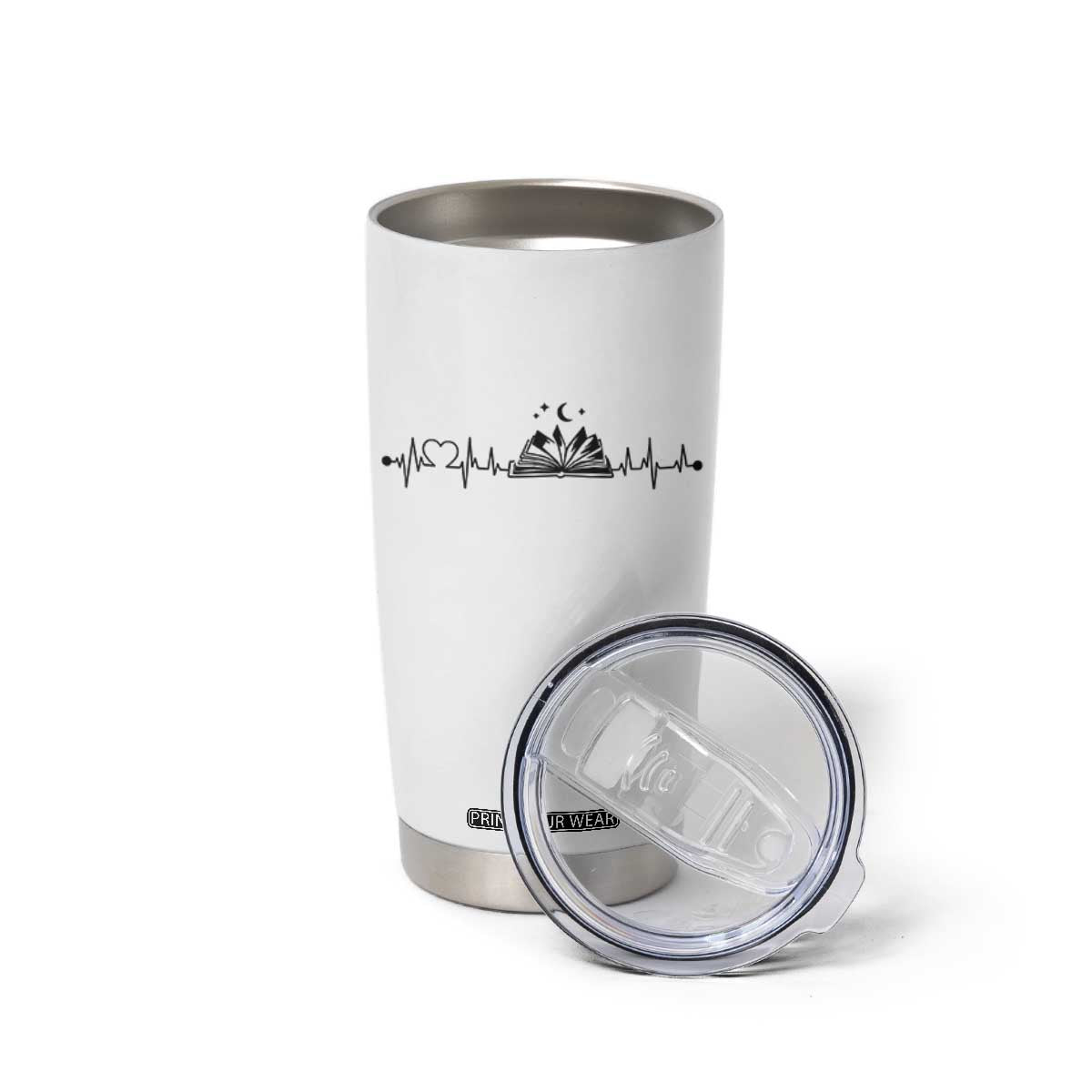Bookaholic Heartbeat Graphic Tumbler Cup Vintage Reader Lifeline Gift TS12 Print Your Wear