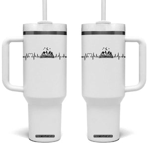 Bookaholic Heartbeat Graphic Tumbler With Handle Vintage Reader Lifeline Gift TS12 One Size: 40 oz White Print Your Wear