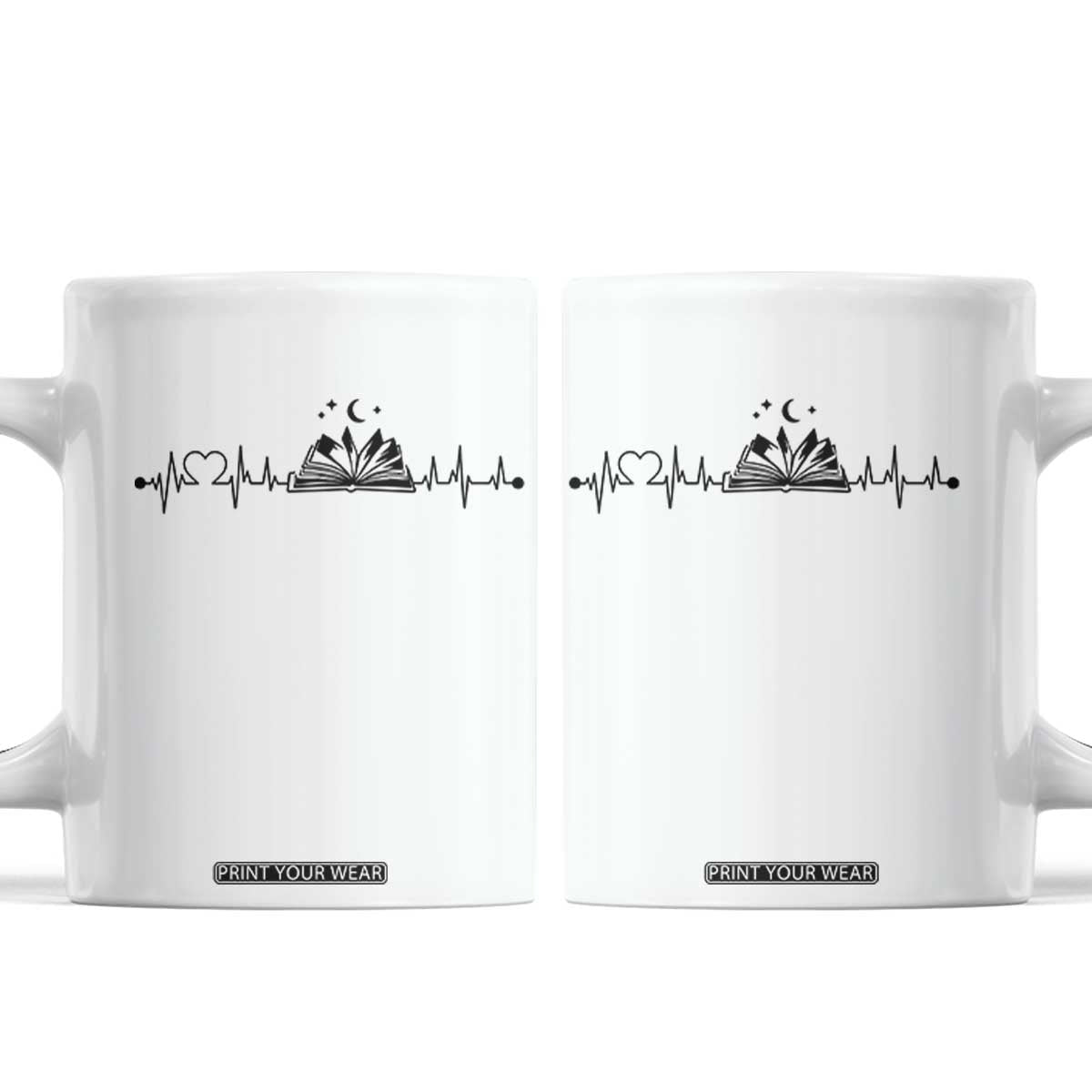 Bookaholic Heartbeat Graphic Coffee Mug Vintage Reader Lifeline Gift TS12 White Print Your Wear