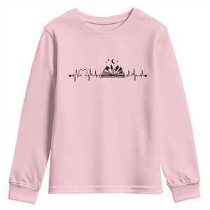 Bookaholic Heartbeat Graphic Youth Sweatshirt Vintage Reader Lifeline Gift TS12 Light Pink Print Your Wear