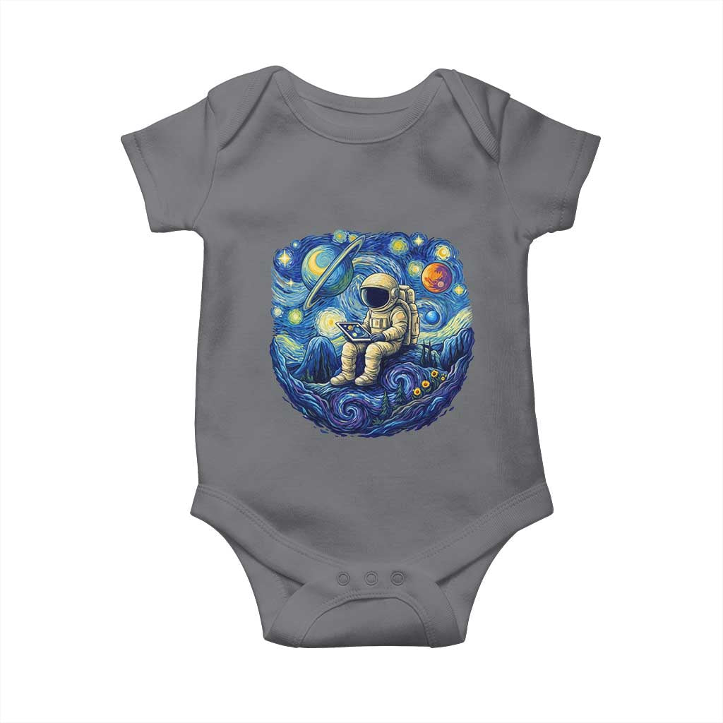 Starry Night Space Bookworm Baby Onesie Funny Astronaut Reader Gift TS12 Charcoal Print Your Wear