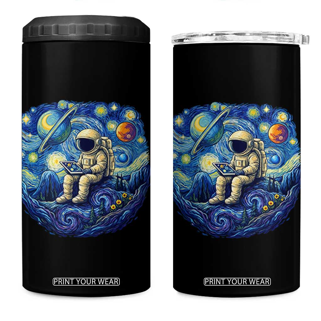 Starry Night Space Bookworm 4 in 1 Can Cooler Tumbler Funny Astronaut Reader Gift TS12 One Size: 16 oz Black Print Your Wear