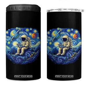 Starry Night Space Bookworm 4 in 1 Can Cooler Tumbler Funny Astronaut Reader Gift TS12 One Size: 16 oz Black Print Your Wear