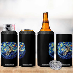 Starry Night Space Bookworm 4 in 1 Can Cooler Tumbler Funny Astronaut Reader Gift TS12 Print Your Wear