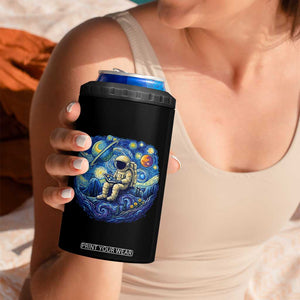 Starry Night Space Bookworm 4 in 1 Can Cooler Tumbler Funny Astronaut Reader Gift TS12 Print Your Wear