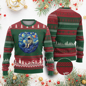 Starry Night Space Bookworm Ugly Christmas Sweater Funny Astronaut Reader Gift TS12 Red Green Print Your Wear