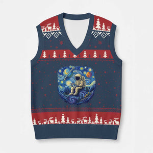 Starry Night Space Bookworm V-Neck Knit Sweater Vest Funny Astronaut Reader Gift TS12 Navy Red Print Your Wear