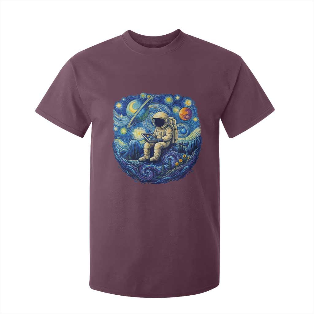 Starry Night Space Bookworm T Shirt For Kid Funny Astronaut Reader Gift TS12 Maroon Print Your Wear