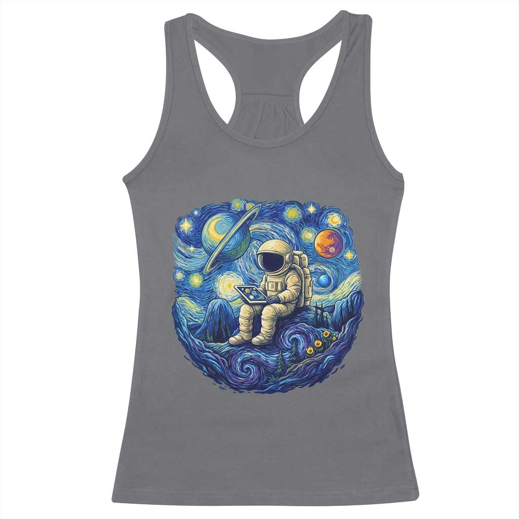 Starry Night Space Bookworm Racerback Tank Top Funny Astronaut Reader Gift TS12 Charcoal Print Your Wear