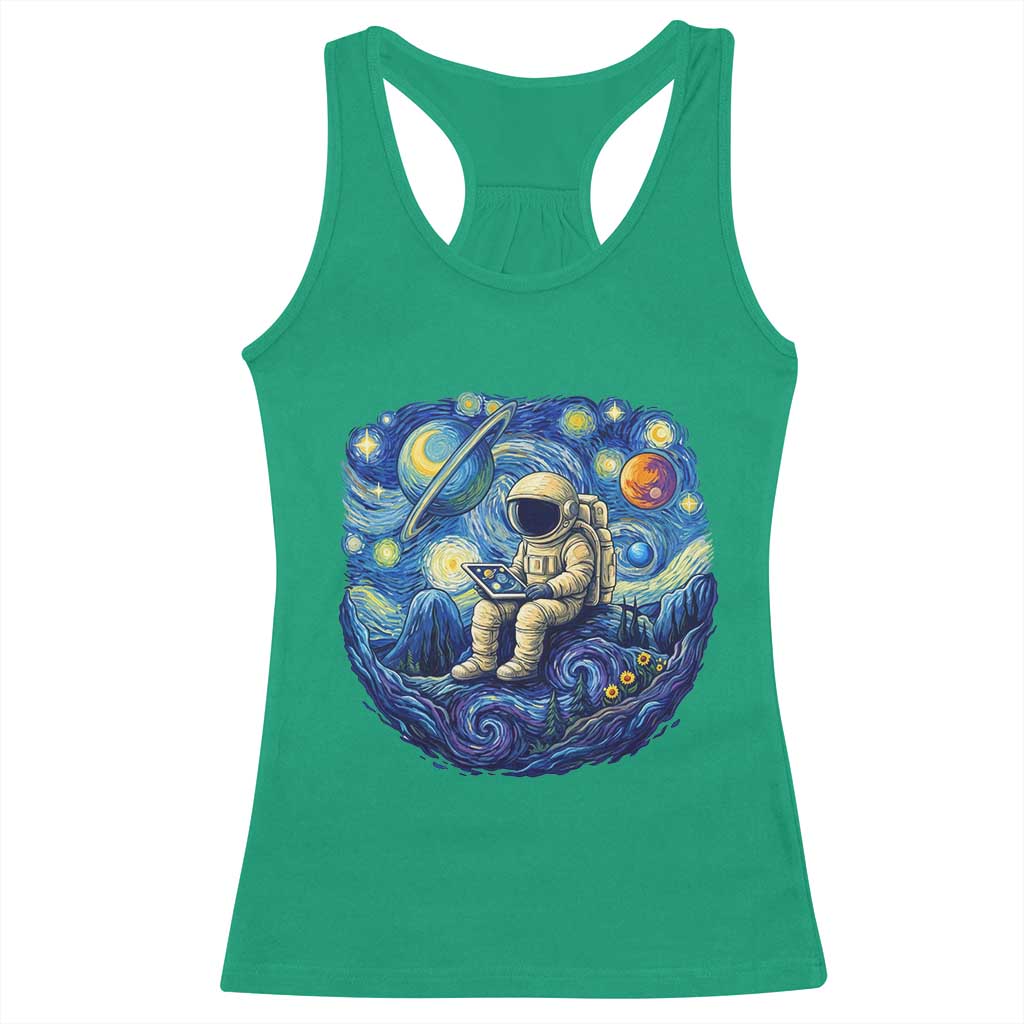 Starry Night Space Bookworm Racerback Tank Top Funny Astronaut Reader Gift TS12 Irish Green Print Your Wear