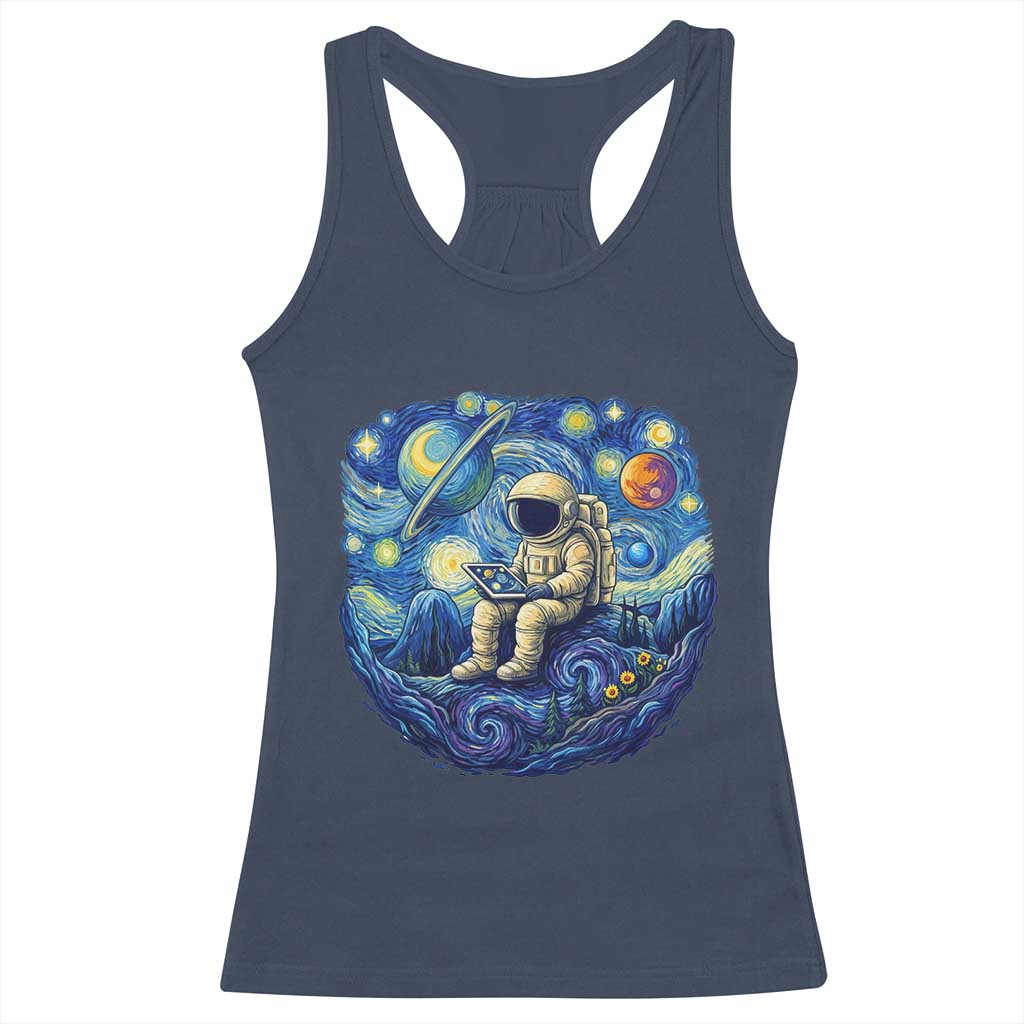 Starry Night Space Bookworm Racerback Tank Top Funny Astronaut Reader Gift TS12 Navy Print Your Wear