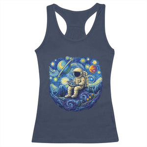 Starry Night Space Bookworm Racerback Tank Top Funny Astronaut Reader Gift TS12 Navy Print Your Wear