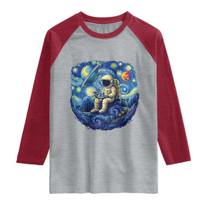 Starry Night Space Bookworm Raglan Shirt Funny Astronaut Reader Gift TS12 Heather Gray Heather Red Print Your Wear