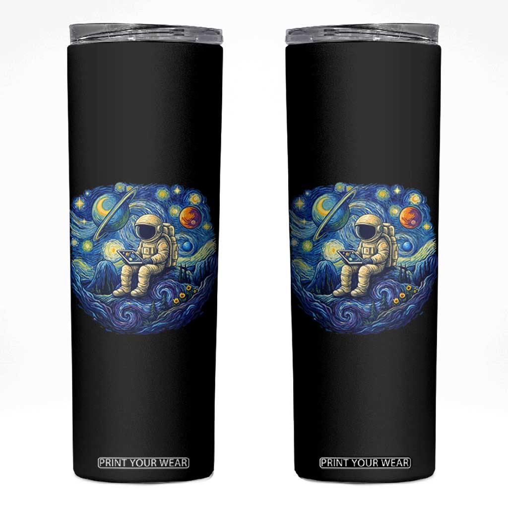 Starry Night Space Bookworm Skinny Tumbler Funny Astronaut Reader Gift TS12 Black Print Your Wear