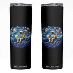 Starry Night Space Bookworm Skinny Tumbler Funny Astronaut Reader Gift TS12 Black Print Your Wear