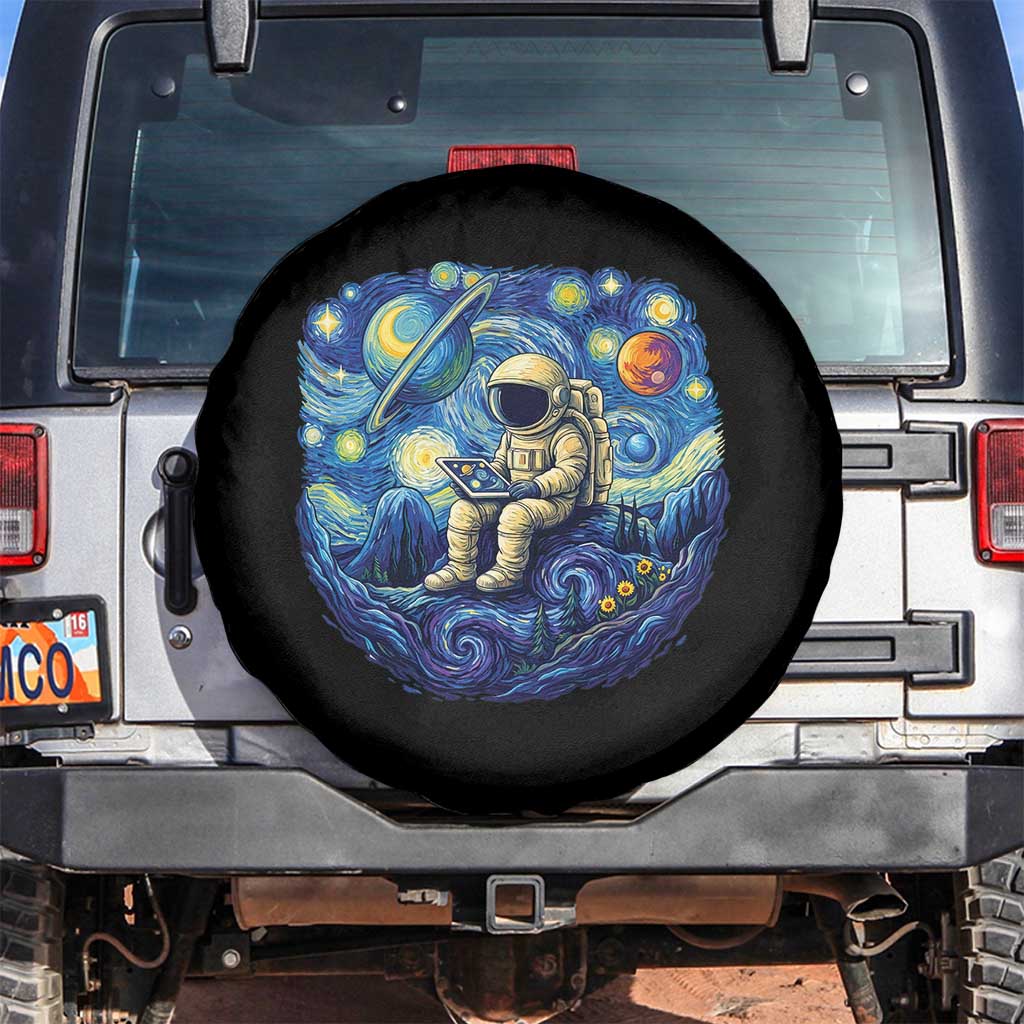 Starry Night Space Bookworm Spare Tire Cover Funny Astronaut Reader Gift TS12 No hole Black Print Your Wear