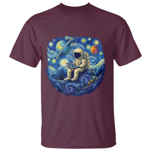 Starry Night Space Bookworm T Shirt Funny Astronaut Reader Gift TS12 Maroon Print Your Wear