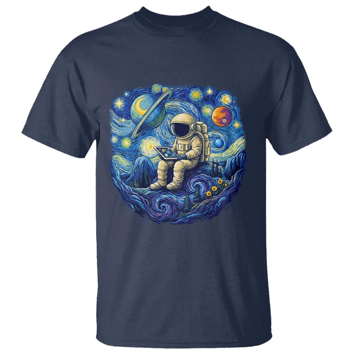 Starry Night Space Bookworm T Shirt Funny Astronaut Reader Gift TS12 Navy Print Your Wear