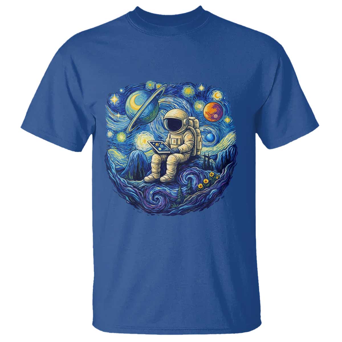 Starry Night Space Bookworm T Shirt Funny Astronaut Reader Gift TS12 Royal Blue Print Your Wear