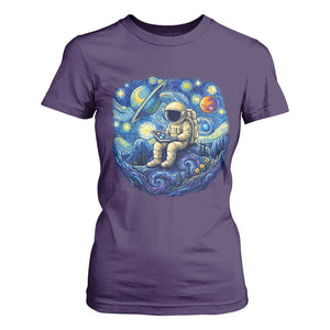 Starry Night Space Bookworm T Shirt For Women Funny Astronaut Reader Gift TS12 Purple Print Your Wear