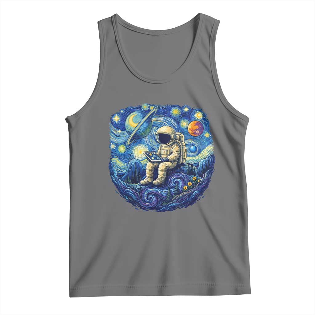 Starry Night Space Bookworm Tank Top Funny Astronaut Reader Gift TS12 Black Heather Print Your Wear