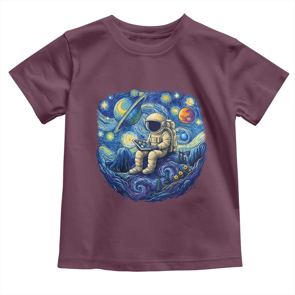 Starry Night Space Bookworm Toddler T Shirt Funny Astronaut Reader Gift TS12 Maroon Print Your Wear