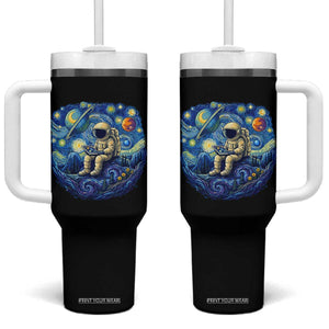 Starry Night Space Bookworm Tumbler With Handle Funny Astronaut Reader Gift TS12 One Size: 40 oz Black Print Your Wear