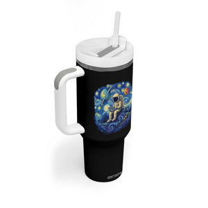 Starry Night Space Bookworm Tumbler With Handle Funny Astronaut Reader Gift TS12 Print Your Wear