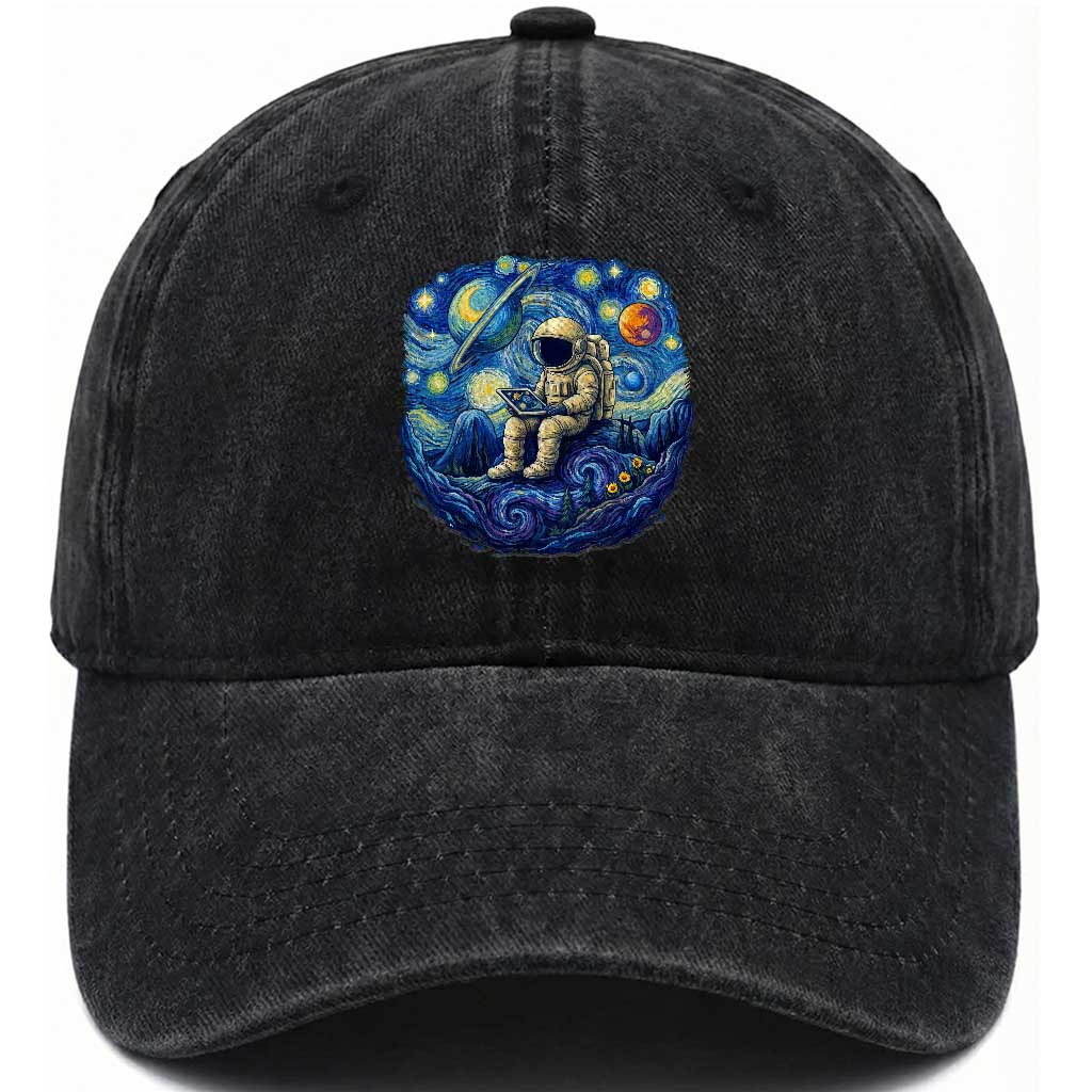 Starry Night Space Bookworm Washed Cotton Baseball Cap Funny Astronaut Reader Gift TS12 Print Your Wear