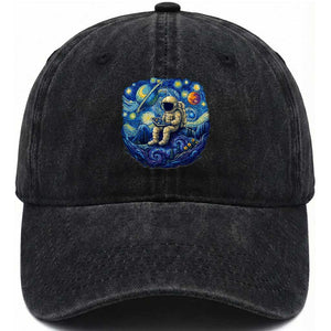 Starry Night Space Bookworm Washed Cotton Baseball Cap Funny Astronaut Reader Gift TS12 Print Your Wear