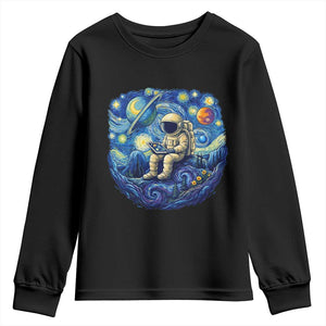 Starry Night Space Bookworm Youth Sweatshirt Funny Astronaut Reader Gift TS12 Black Print Your Wear