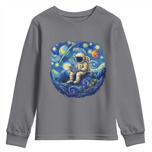 Starry Night Space Bookworm Youth Sweatshirt Funny Astronaut Reader Gift TS12 Charcoal Print Your Wear
