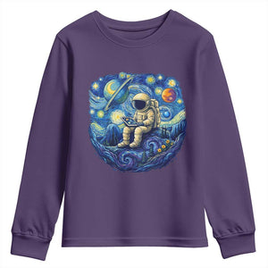 Starry Night Space Bookworm Youth Sweatshirt Funny Astronaut Reader Gift TS12 Purple Print Your Wear