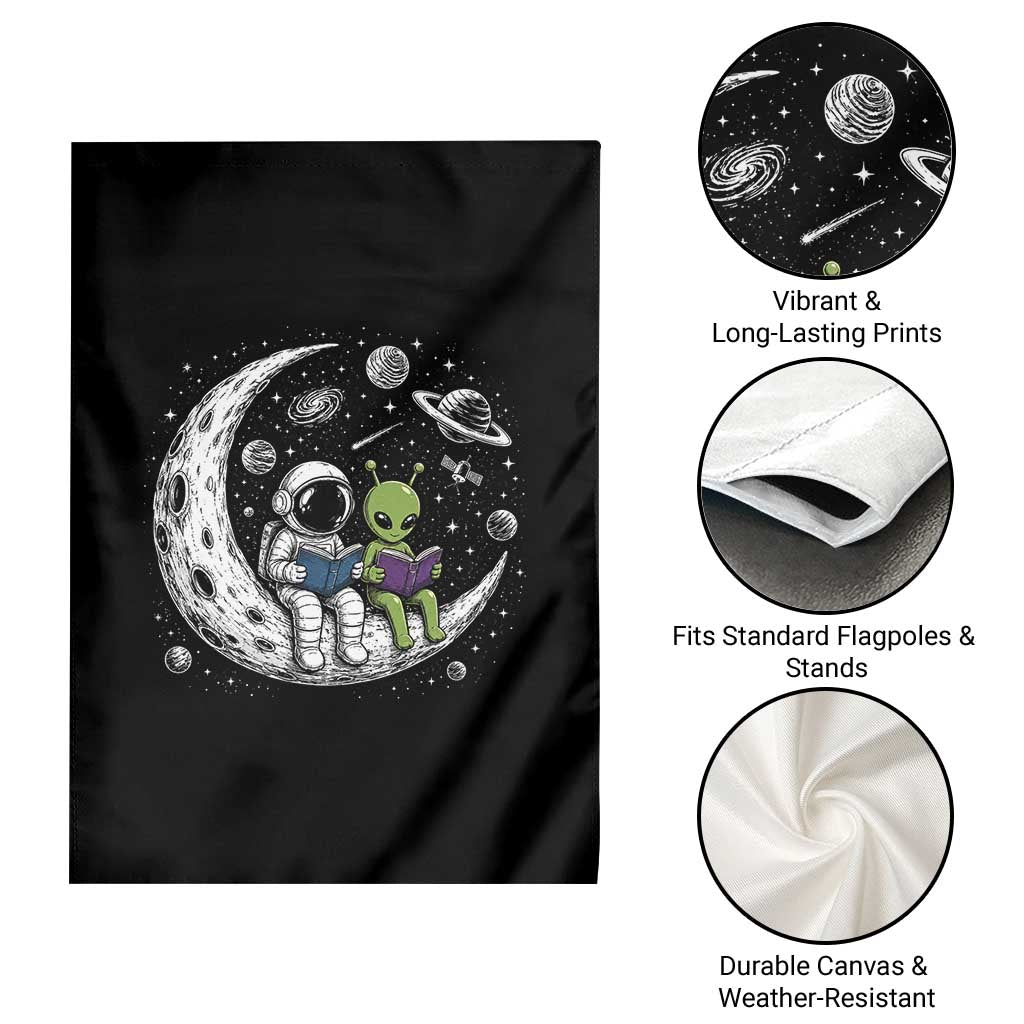 Funny Bookworm In Space Garden Flag Cute Astronaut And Alien Reading TS12 Print Your Wear