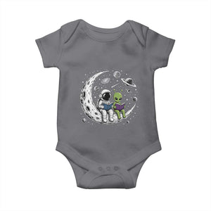 Funny Bookworm In Space Baby Onesie Cute Astronaut And Alien Reading TS12 Charcoal Print Your Wear