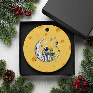 Funny Bookworm In Space Ceramic Ornament Cute Astronaut And Alien Reading TS12 1pc Yellow Cheese Print Your Wear