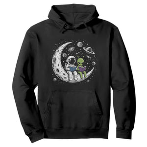 Funny Bookworm In Space Hoodie Cute Astronaut And Alien Reading TS12 Black Print Your Wear