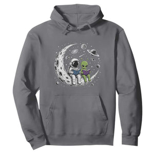 Funny Bookworm In Space Hoodie Cute Astronaut And Alien Reading TS12 Charcoal Print Your Wear
