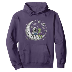 Funny Bookworm In Space Hoodie Cute Astronaut And Alien Reading TS12 Purple Print Your Wear