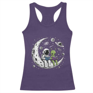Funny Bookworm In Space Racerback Tank Top Cute Astronaut And Alien Reading TS12 Purple Print Your Wear