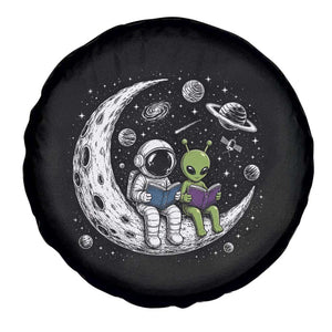 Funny Bookworm In Space Spare Tire Cover Cute Astronaut And Alien Reading TS12 Print Your Wear