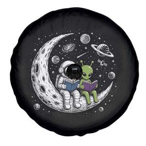 Funny Bookworm In Space Spare Tire Cover Cute Astronaut And Alien Reading TS12 Print Your Wear