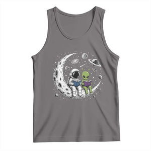 Funny Bookworm In Space Tank Top Cute Astronaut And Alien Reading TS12 Deep Heather Print Your Wear