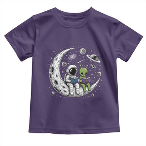 Funny Bookworm In Space Toddler T Shirt Cute Astronaut And Alien Reading TS12 Purple Print Your Wear